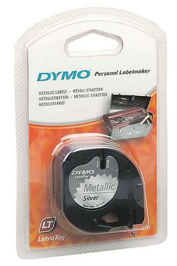 DYMO S0721730 - лента для LetraTag (серебристый металлик), пластиковая, 12 мм х 4 м
