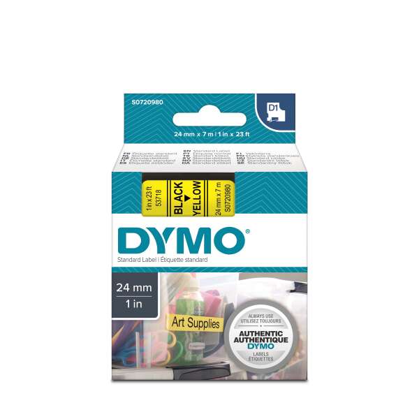 DYMO S0720980 - картридж D1 с лентой (желтая, шрифт черный), 24 мм х 7 м