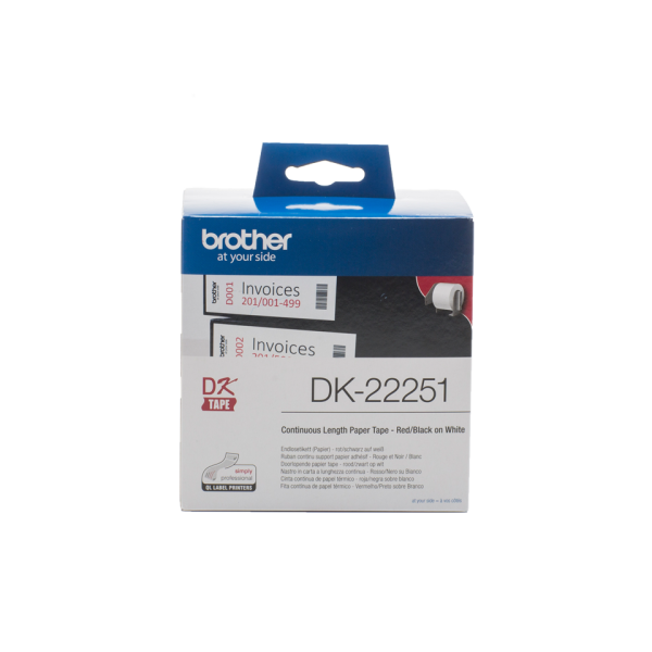 BROTHER DK-22251 - лента непрерывная бумажная белая, красный и черный шрифт, 62 мм х 15,24 м