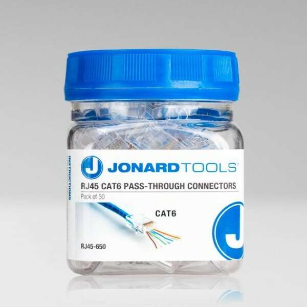 Сквозные коннекторы Jonard Tools RJ45 (CAT6) для одножильных и многожильных проводников (50 шт)