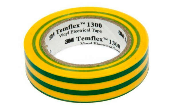 3M Temflex™ 1300 - изоляционная лента, желто-зеленая, 15 мм х 10 м х 0,13 мм