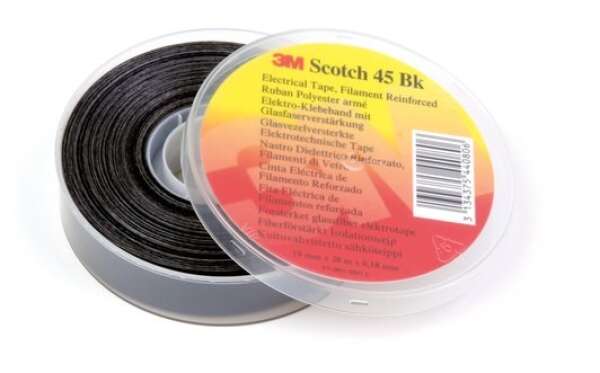 3M Scotch® 45 - электротехническая полиэфирная лента, армированная стекловолокном, черная, мастер-рулон 760 мм x 55 м