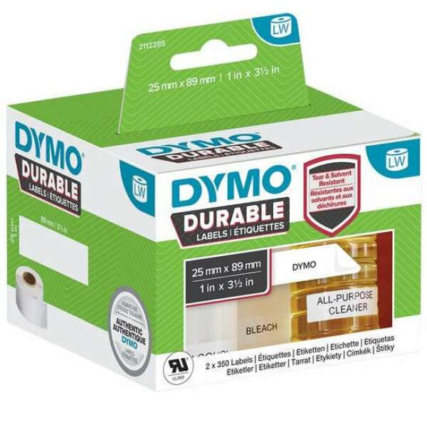 DYMO 2112285 - этикетки с сильным клеем, стойкие к разрыву и абразивам, 25х89 мм, 700 шт/рул