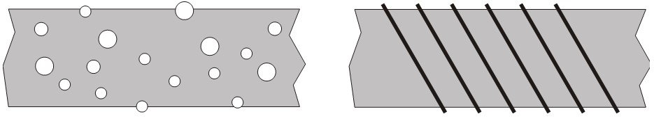 Средства структурирования верхней поверхности микрокабелей: слева - стеклянные шарики, справа – обмотка арамидной нитью