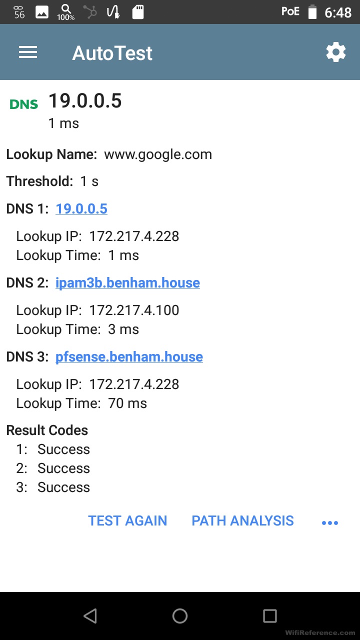 Функция автоматического тестирования EtherScope nXG также предоставляет вам подробную информацию о DNS