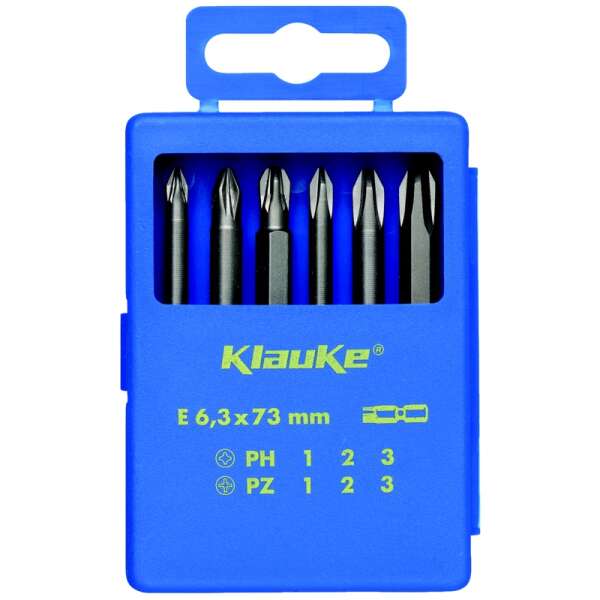 Klauke KL331 - комплект из 6-ти отверточных вставок (битов) E6.3 x 73мм