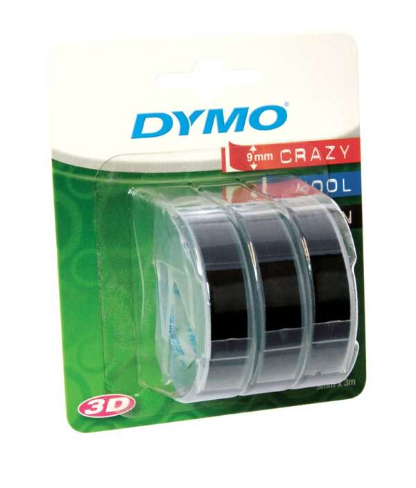 DYMO S0847730 - лента для принтера Omega (черная, шрифт белый), 9 мм х 3 м (15 штук в упаковке)