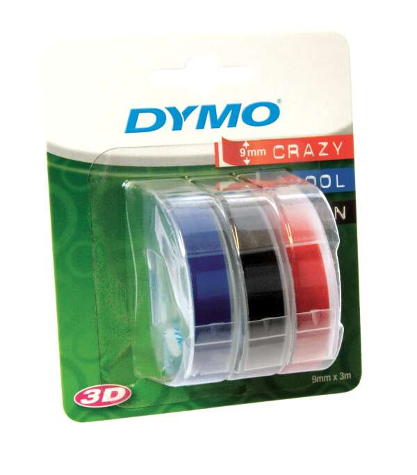 DYMO S0847750 - лента для принтера Omega (черная/синяя/красная, шрифт белый), 9 мм х 3 м (15 штук в упаковке)
