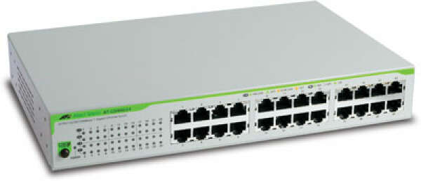 Allied Telesis AT-GS900/24 Неуправляемый коммутатор 24x10/100/1000T металлический корпус, встроенный блок питания, безвентиляторный дизайн, 19"