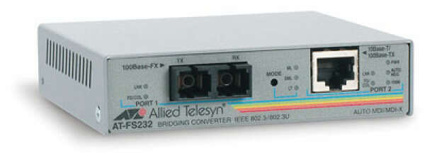 Allied Telesis AT-FS232/1Медиаконвертер 10/100TX 100Base-FX, 15 км, singlemode, SC