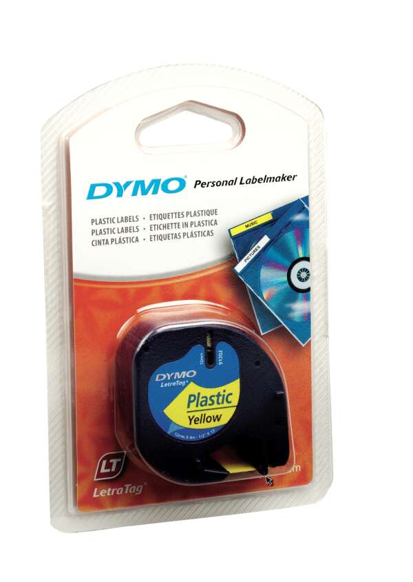 DYMO S0721620 — лента для LetraTag (желтая), пластиковая, 12 мм х 4 м (10 штук в упаковке)
