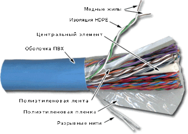 TWT-5UTP50 - кабель "витая пара" неэкранированный (UTP), 50 пар, кат.5, PVC, синий