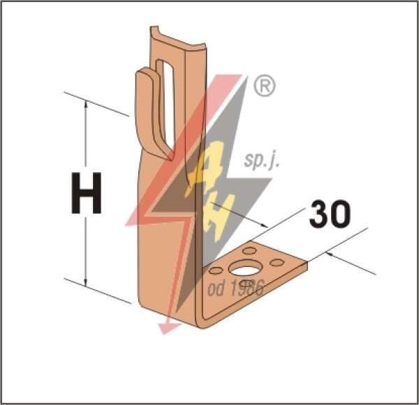 AH Hardt AH-05012 - Угловой держатель, H=6 cm, проволока Ø 5-8 mm, медь/латунь
