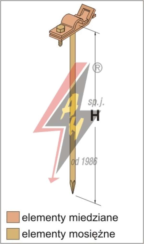 AH Hardt AH-06042 - Универсальный держатель, L= 25 cm, B до 30 mm, вбивающийся, проволока Ø 5-12 mm, медь/латунь