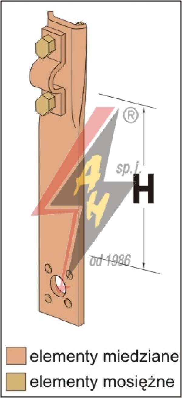 AH Hardt AH-11042 - Держатель прямой, H=8 cm, проволока Ø 5-10 mm, медь/латунь