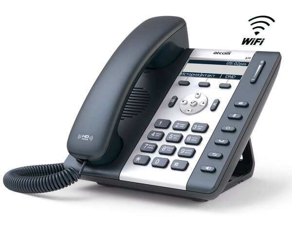 ATCOM A10W IP-телефон, чб LCD 3", Wi-Fi 802.11bgn, 2x10/100TX, 3 SIP линии, БП в комплекте