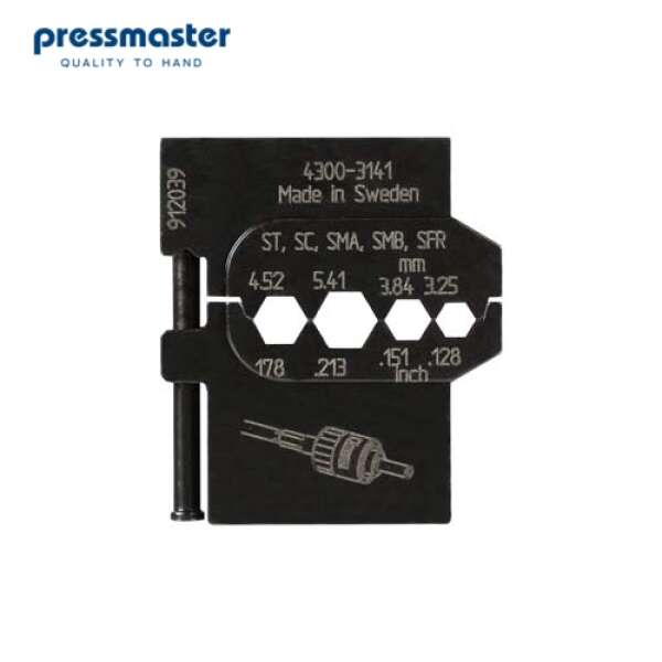 Матрица Pressmaster 4300-3141 - для оптических коннекторов ST, SC, SMA, SMB, SFR (3.25 мм, 3.84 мм, 4.52 мм, 5.41 мм).