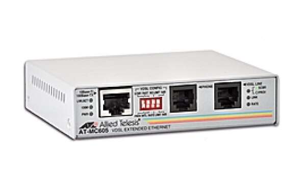 Allied Telesis AT-MC605 Модем 10/100TX + аналоговый телефон <-> VDSL, до 3 км, до 60Мб/c, программируемый режим клиент/сервер