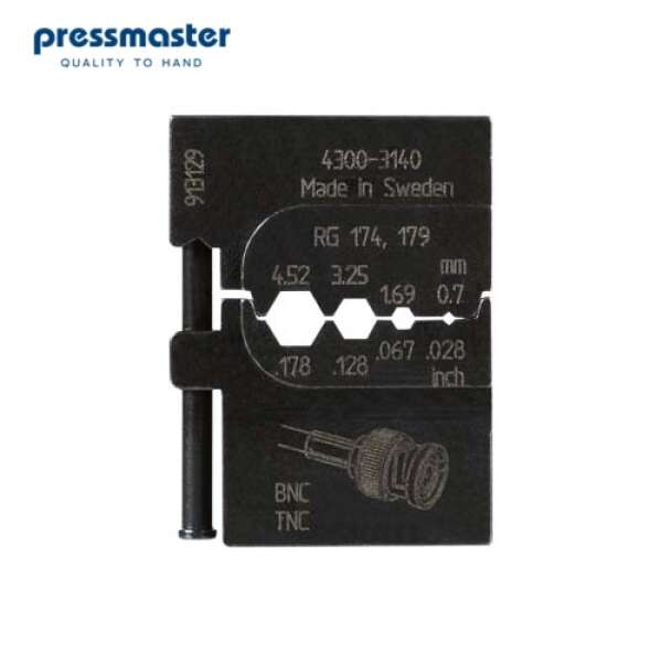 Матрица Pressmaster 4300-3140 для обжима коаксиальных коннекторов на кабель RG174/179 (0.7 мм, 1.69 мм, 3.26 мм, 4.52 мм)