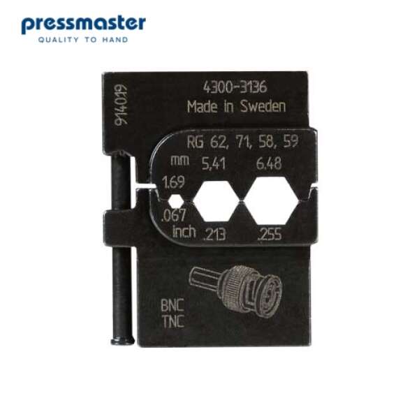 Матрица Pressmaster 4300-3136 - для обжима коаксиальных коннекторов на кабель RG58/59/62/71 (0.69 мм и 5.41 мм и 6.48 мм)