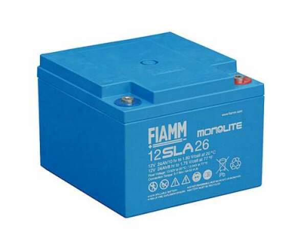 FIAMM 12 SLA 26 - батарея аккумуляторная серии SLA (12 В, 24 А/ч, 166х175х125 мм, 9 кг)
