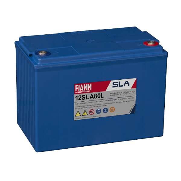 FIAMM 12 SLA 80L - батарея аккумуляторная серии SLA (12 В, 80 А/ч, 302х174х219 мм, 29 кг)