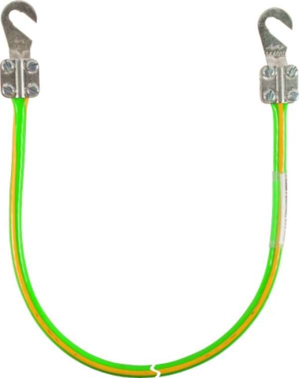 DEHN 417 030 Заземляющий кабель с двумя открытыми наконечниками М8/М10 16мм² L=3,05м желто-зелёный