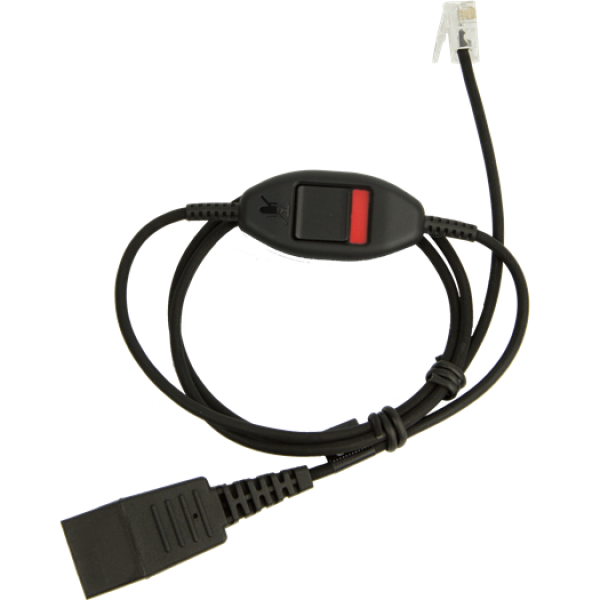 Jabra шнур-переходник QD на RJ10, прямой 0,5-1 м, кнопка отключения звука (mute) на шнуре, также для подключения доп. гарнитуры к Jabra LINK 860 для обучени