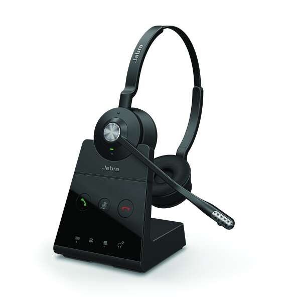 Jabra ENGAGE 65 Stereo - беспроводная DECT гарнитура для стационарного телефона и ПК с шумоподавлением и зарядной базой (2 динамика, широкополосный звук