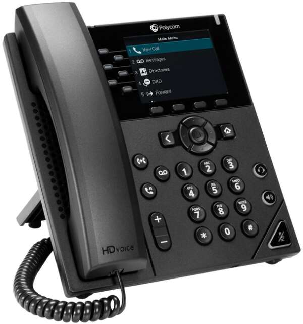 Polycom VVX 350 - IP-телефон, 6 SIP аккаунтов, MS Lync, 2 x 10/100/1000 PoE,  LCD 3,5'' 320x240, 1xUSB для гарнитуры, без БП