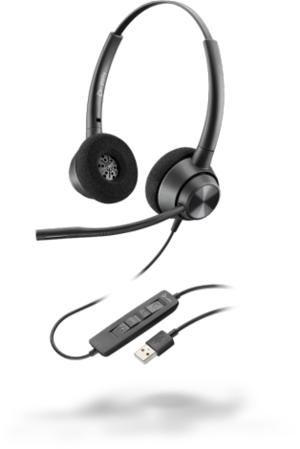 Plantronics Poly EncorePro EP320 USB-A — профессиональная телефонная гарнитура (два динамика, USB тип A)