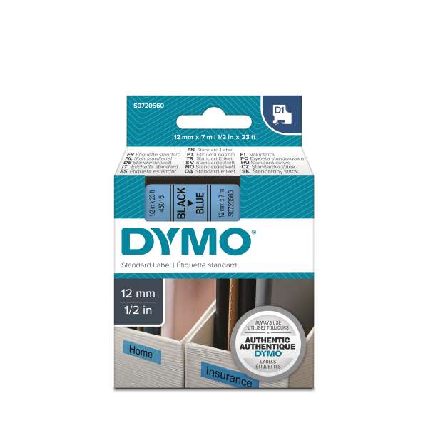 DYMO S0720560 - картридж D1 с лентой (голубая, шрифт черный), 12 мм х 7 м