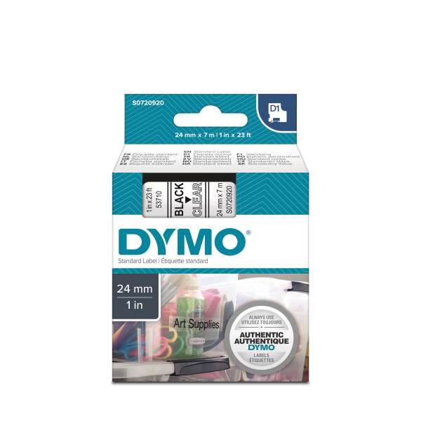DYMO S0720920 - картридж D1 с лентой (прозрачная, шрифт черный), 24 мм х 7 м