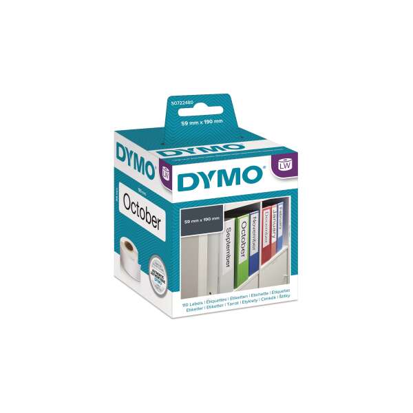 DYMO S0722480/99019 - этикетки на корешок папки-регистратора, 190х59 мм, 110 шт/рул