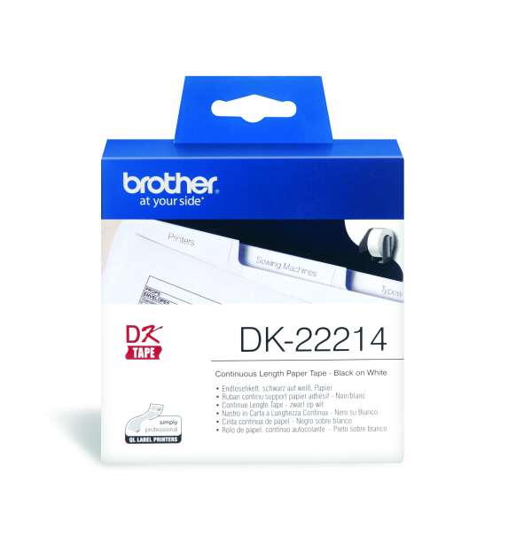 BROTHER DK-22214 - лента непрерывная бумажная белая 12 мм х 30,48 м