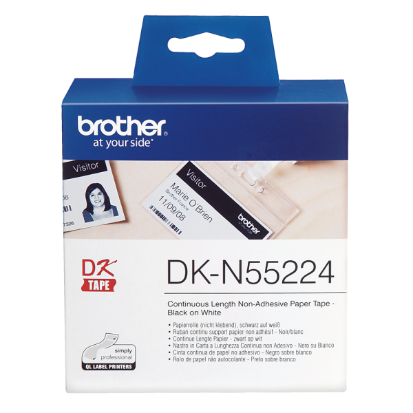 BROTHER DK-N55224 - лента непрерывная бумажная белая неклейкая 54 мм х 30,48 м