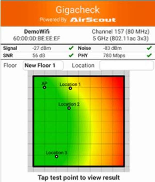 Tempo AGC350 - опция построения тепловой карты для анализатора WiFi сети AirScout Gigacheck