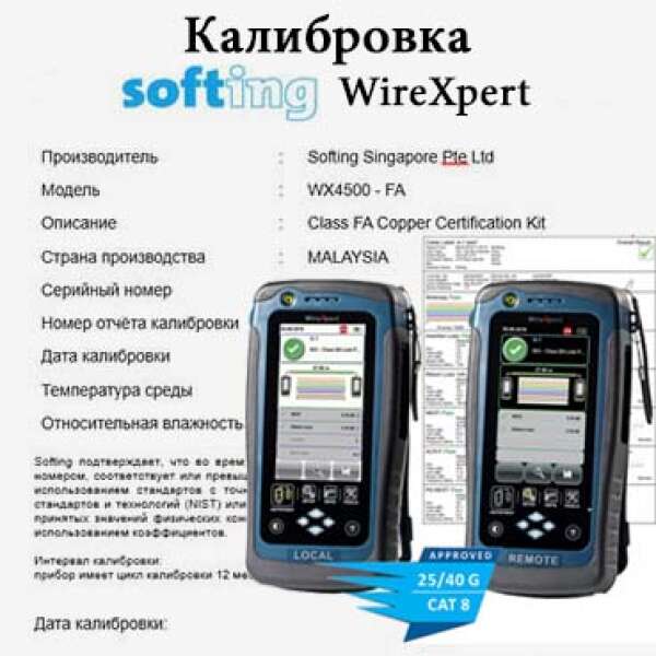 Калибровка тестеров для сертификации Softing серии WireXpert