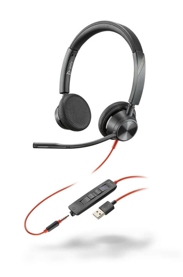 Poly BlackWire 3325-M (стерео, USB-A/3.5мм, MS Teams) в комплекте с кейсом и антисептическими салфетками