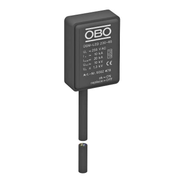 OBO Bettermann 5092478 — Устройство защиты от импульсных перенапр. УЗИП для светодиодных ламп 1+NPE (Класс II) IP65 230В USM-LED 230-65