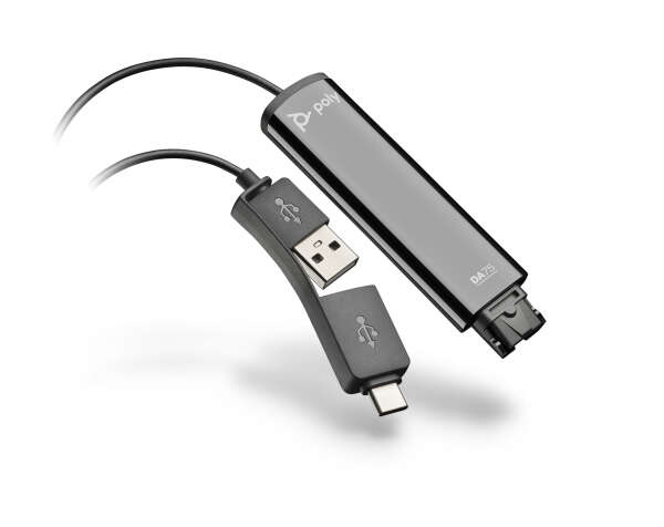 Plantronics DA75 - цифровой USB-адаптер для подключения профессиональной гарнитуры к ПК (QD, USB-A+C)