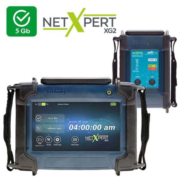 Softing NetXpert XG2-5G - Тестер для квалификации скорости Ethernet до 2,5 и 5 Гбит/с: 1 x основной блок (медь/оптика), 1 x удалённый блок (медь)