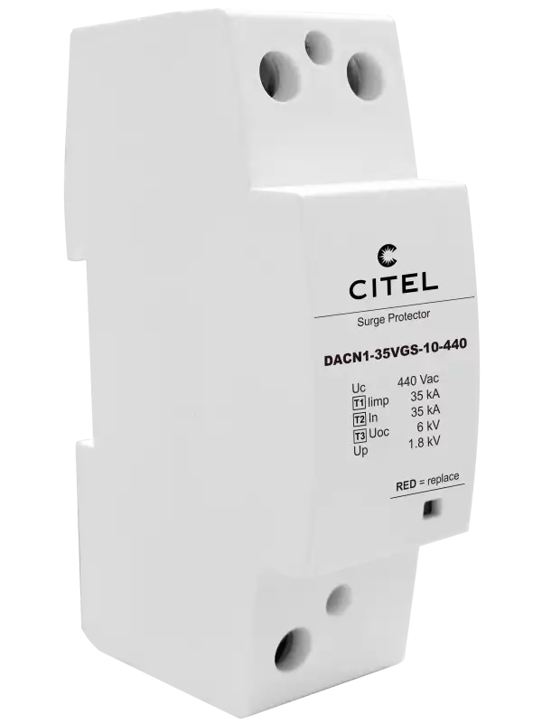CITEL DACN1-35VGS-10-440 — УЗИП 1+2+3 Iimp 35 kA ,In 35kA Imax 70 kA UC 440Vac схема 1+0 , визуальная и дистанционная сигнализация