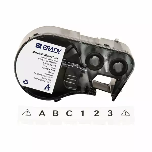 Brady M4C-500-595-OR-BK непрерывная лента,  материал B-595, универсальный винил, размер 12.7мм х 7.62м, цвет-черный на оранжевом