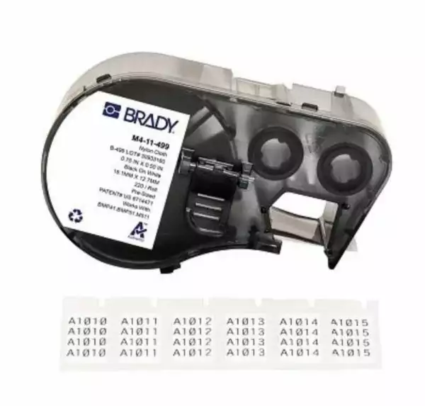 BRADY M5-84-499 этикетки, материал B-499, нейлоновая ткань, размер 22.86х12.70мм, цвет- черный на белом, 200 шт. в упак.