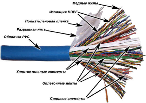TWT-5UTP100 - кабель "витая пара" неэкранированный (UTP), 100 пар, кат.5, PVC, синий