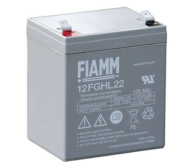 FIAMM 12 FGHL 22 - батарея аккумуляторная серии FGHL (12 В, 5 А/ч, 90х70х102 мм, 2 кг)