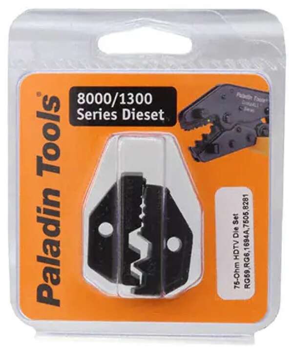 Paladin Tools PA2649 - матрица HDTV BNC/TNC CATV "F" (75 Ом): RG59 RG6 Belden 8281 & 1694A для кримперов 1300/8000