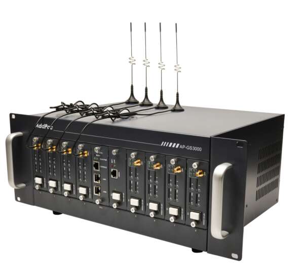 AddPac AP-GS3000, базовое шасси с портами 2x10/100Mbps Ethernet (SIP & H.323), 8 слотов, расширение до 32 GSM каналов