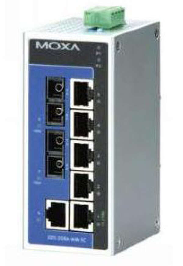 MOXA EDS-208A-SS-SC Неуправляемый промышленный коммутатор 6 x 10/100TX, 2 x 100FX (singlemode), dual power